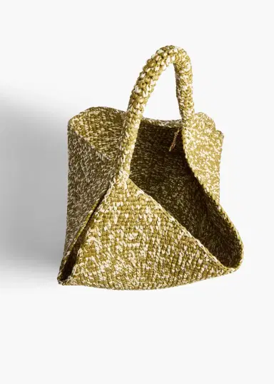 Khaite Medium Lotus Tote In Olive And White Raffia | Thumbnail 3 Khaite Medium Lotus Tote In Olive And White Raffia | Thumbnail 3
