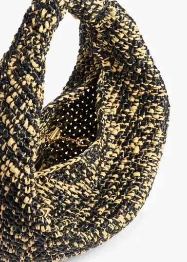 Khaite Medium Olivia Hobo In Black And White Raffia | Thumbnail 4 Khaite Medium Olivia Hobo In Black And White Raffia | Thumbnail 4