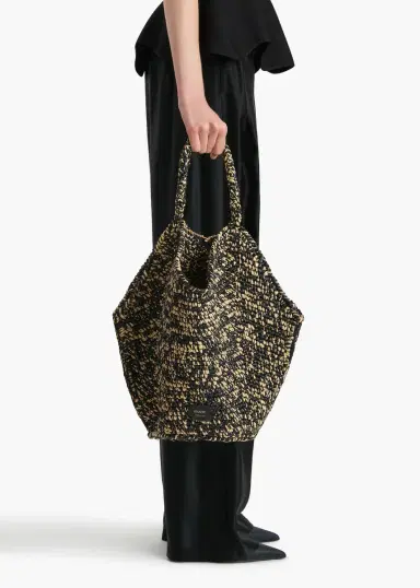 Khaite Medium Lotus Tote In Black And White Raffia | Thumbnail 5 Khaite Medium Lotus Tote In Black And White Raffia | Thumbnail 5