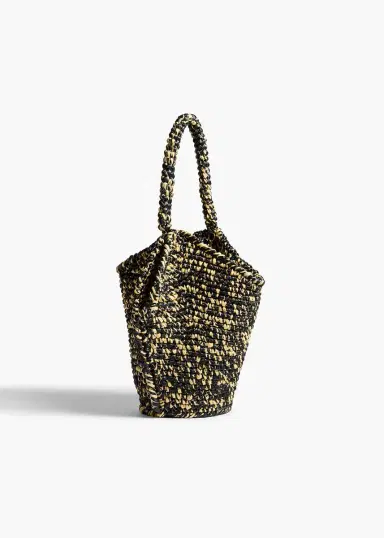 Khaite Mini Lotus Tote In Black And White Raffia | Thumbnail 2 Khaite Mini Lotus Tote In Black And White Raffia | Thumbnail 2