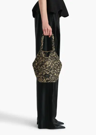 Khaite Mini Lotus Tote In Black And White Raffia | Thumbnail 5 Khaite Mini Lotus Tote In Black And White Raffia | Thumbnail 5