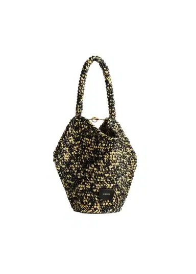 Khaite Mini Lotus Tote In Black And White Raffia | Thumbnail 1 Khaite Mini Lotus Tote In Black And White Raffia | Thumbnail 1