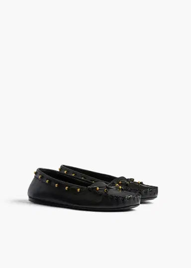 Khaite Milly Flat In Black Pebbled Leather | Thumbnail 2 Khaite Milly Flat In Black Pebbled Leather | Thumbnail 2