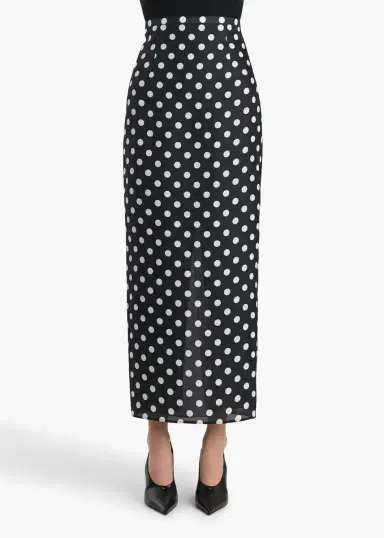 Khaite Winton Skirt In Black With White Dots | Thumbnail 3 Khaite Winton Skirt In Black With White Dots | Thumbnail 3