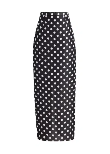 Khaite Winton Skirt In Black With White Dots | Thumbnail 1 Khaite Winton Skirt In Black With White Dots | Thumbnail 1