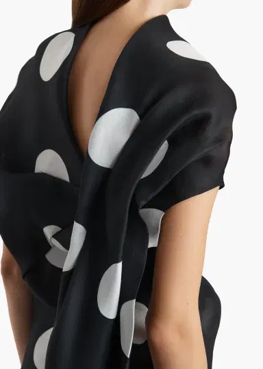 Khaite Tatia Dress In Black With White Large Dots | Thumbnail 5 Khaite Tatia Dress In Black With White Large Dots | Thumbnail 5