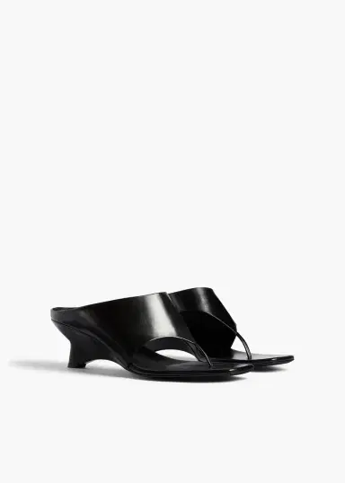 Khaite Marlow Mule In Black Glazed Leather | Thumbnail 2 Khaite Marlow Mule In Black Glazed Leather | Thumbnail 2