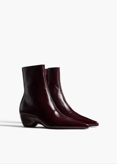 Khaite Sybil Ankle Boot In Bordeaux Glazed Leather | Thumbnail 2 Khaite Sybil Ankle Boot In Bordeaux Glazed Leather | Thumbnail 2