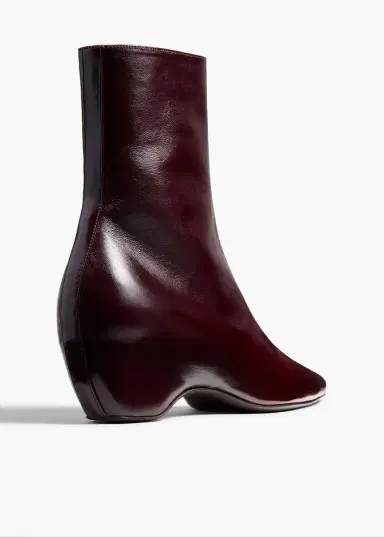 Khaite Sybil Ankle Boot In Bordeaux Glazed Leather | Thumbnail 3 Khaite Sybil Ankle Boot In Bordeaux Glazed Leather | Thumbnail 3