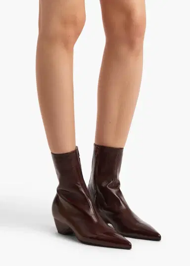 Khaite Sybil Ankle Boot In Bordeaux Glazed Leather | Thumbnail 5 Khaite Sybil Ankle Boot In Bordeaux Glazed Leather | Thumbnail 5