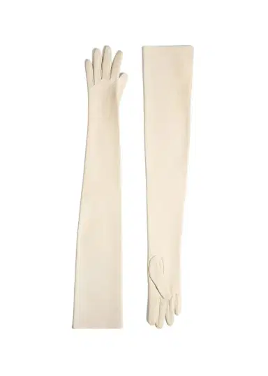 Khaite Remo Long Gloves In Cream Leather | Thumbnail 1 Khaite Remo Long Gloves In Cream Leather | Thumbnail 1