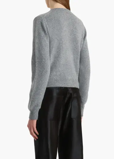Khaite Everheart Cardigan In Fog With Leather Buttons | Thumbnail 4 Khaite Everheart Cardigan In Fog With Leather Buttons | Thumbnail 4