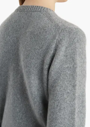 Khaite Everheart Cardigan In Fog With Leather Buttons | Thumbnail 6 Khaite Everheart Cardigan In Fog With Leather Buttons | Thumbnail 6