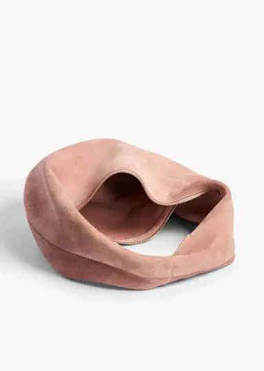 Khaite Medium Olivia Hobo In Dusty Pink Suede | Thumbnail 3 Khaite Medium Olivia Hobo In Dusty Pink Suede | Thumbnail 3