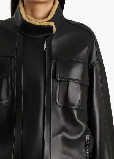 Khaite Malone Jacket In Black Leather With Shearling Collar | Thumbnail 5 Khaite Malone Jacket In Black Leather With Shearling Collar | Thumbnail 5