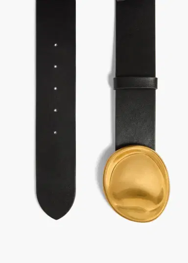 Khaite Keefe Belt In Black Leather With Gold | Thumbnail 2 Khaite Keefe Belt In Black Leather With Gold | Thumbnail 2