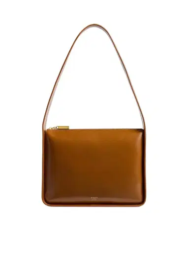 Khaite Lori Squared Bag In Dark Honey Crackle Patent Leather | Thumbnail 1 Khaite Lori Squared Bag In Dark Honey Crackle Patent Leather | Thumbnail 1