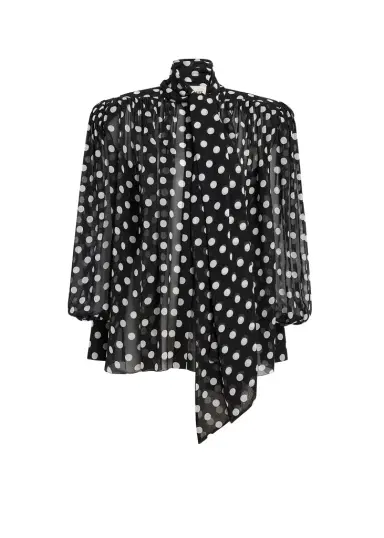Khaite Vali Top In Black With White Dots | Thumbnail 1 Khaite Vali Top In Black With White Dots | Thumbnail 1