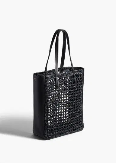 Khaite Small Zoe Tote In Black Raffia With Black Leather | Thumbnail 2 Khaite Small Zoe Tote In Black Raffia With Black Leather | Thumbnail 2