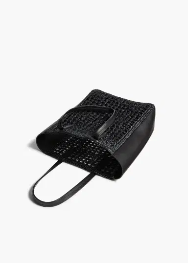Khaite Small Zoe Tote In Black Raffia With Black Leather | Thumbnail 3 Khaite Small Zoe Tote In Black Raffia With Black Leather | Thumbnail 3