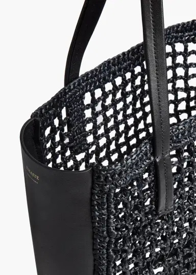 Khaite Small Zoe Tote In Black Raffia With Black Leather | Thumbnail 4 Khaite Small Zoe Tote In Black Raffia With Black Leather | Thumbnail 4
