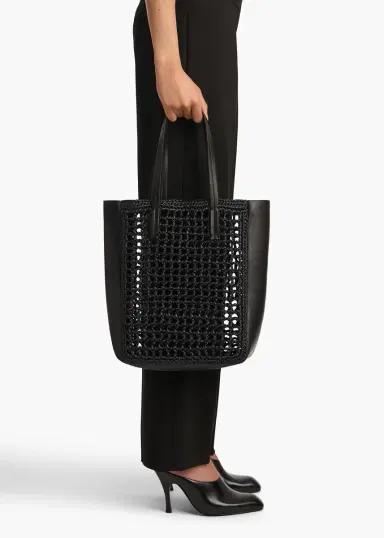 Khaite Small Zoe Tote In Black Raffia With Black Leather | Thumbnail 5 Khaite Small Zoe Tote In Black Raffia With Black Leather | Thumbnail 5