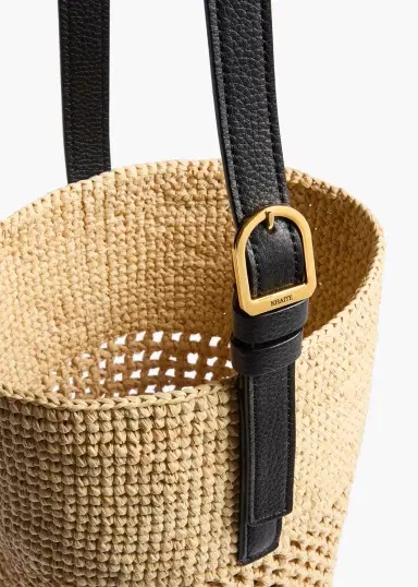 Khaite Small Billie Bucket Bag In Natural And Lead Raffia | Thumbnail 3 Khaite Small Billie Bucket Bag In Natural And Lead Raffia | Thumbnail 3