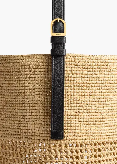 Khaite Billie Bucket Bag In Natural And Lead Raffia | Thumbnail 4 Khaite Billie Bucket Bag In Natural And Lead Raffia | Thumbnail 4