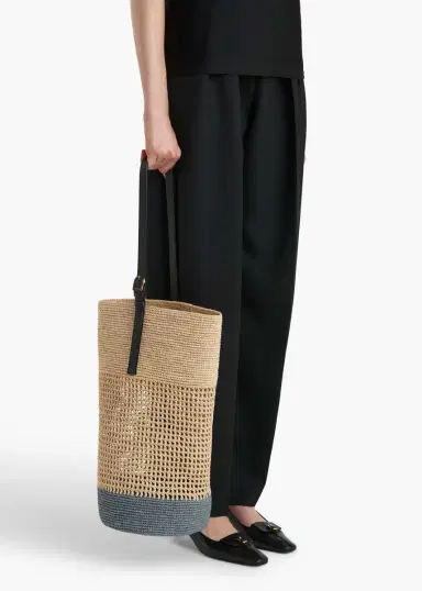 Khaite Billie Bucket Bag In Natural And Lead Raffia | Thumbnail 6 Khaite Billie Bucket Bag In Natural And Lead Raffia | Thumbnail 6