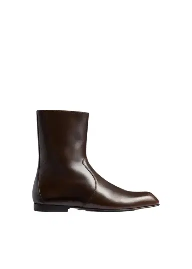 Khaite Colt Ankle Boot In Vintage Brown Leather | Thumbnail 1 Khaite Colt Ankle Boot In Vintage Brown Leather | Thumbnail 1