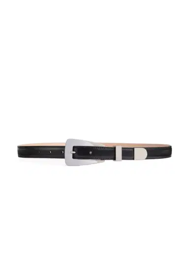 Khaite Small Lucca Belt In Black Leather With Silver | Thumbnail 1 Khaite Small Lucca Belt In Black Leather With Silver | Thumbnail 1