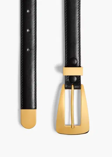 Khaite Small Lucca Belt In Black Leather With Gold | Thumbnail 2 Khaite Small Lucca Belt In Black Leather With Gold | Thumbnail 2