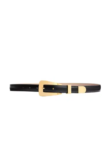 Khaite Small Lucca Belt In Black Leather With Gold | Thumbnail 1 Khaite Small Lucca Belt In Black Leather With Gold | Thumbnail 1