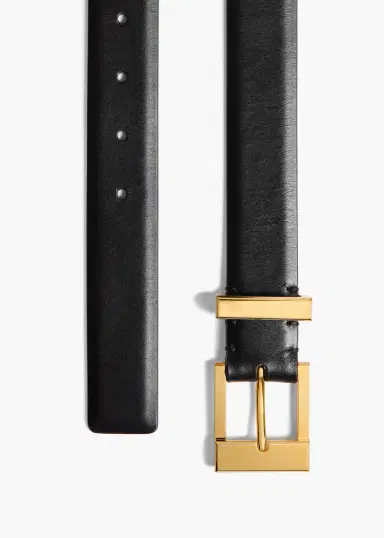 Khaite Medium Manhattan Belt In Black Leather With Gold | Thumbnail 2 Khaite Medium Manhattan Belt In Black Leather With Gold | Thumbnail 2