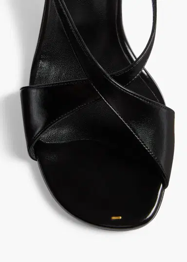 Khaite Liria Ankle Strap Sandal In Black Glazed Leather | Thumbnail 4 Khaite Liria Ankle Strap Sandal In Black Glazed Leather | Thumbnail 4