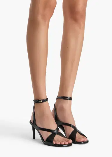 Khaite Liria Ankle Strap Sandal In Black Glazed Leather | Thumbnail 5 Khaite Liria Ankle Strap Sandal In Black Glazed Leather | Thumbnail 5