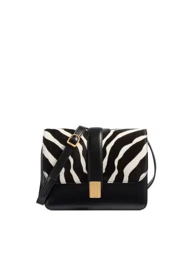 Khaite Blake Crossbody Bag In Zebra Print Haircalf And Black Leather | Thumbnail 1 Khaite Blake Crossbody Bag In Zebra Print Haircalf And Black Leather | Thumbnail 1