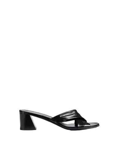 Khaite Liria Sandal In Black Glazed Leather | Thumbnail 1 Khaite Liria Sandal In Black Glazed Leather | Thumbnail 1