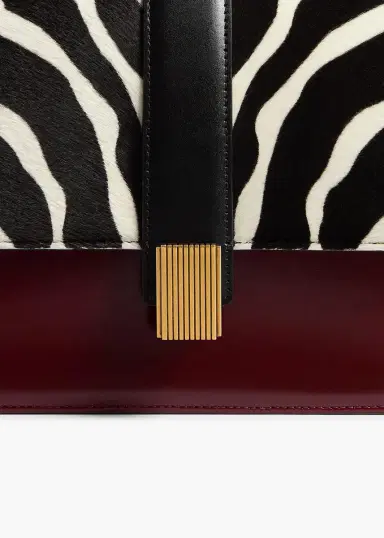 Khaite Blake Crossbody Bag In Zebra Print Haircalf And Oxblood Leather | Thumbnail 4 Khaite Blake Crossbody Bag In Zebra Print Haircalf And Oxblood Leather | Thumbnail 4