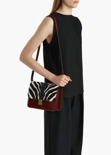 Khaite Blake Crossbody Bag In Zebra Print Haircalf And Oxblood Leather | Thumbnail 5 Khaite Blake Crossbody Bag In Zebra Print Haircalf And Oxblood Leather | Thumbnail 5