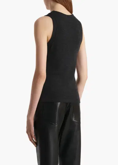 Khaite Isha Top In Charcoal Silk Cashmere Jersey | Thumbnail 4 Khaite Isha Top In Charcoal Silk Cashmere Jersey | Thumbnail 4
