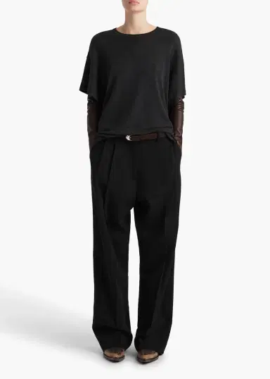Khaite Maeve T-Shirt In Charcoal Silk Cashmere Jersey | Thumbnail 2 Khaite Maeve T-Shirt In Charcoal Silk Cashmere Jersey | Thumbnail 2