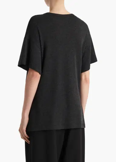 Khaite Maeve T-Shirt In Charcoal Silk Cashmere Jersey | Thumbnail 4 Khaite Maeve T-Shirt In Charcoal Silk Cashmere Jersey | Thumbnail 4