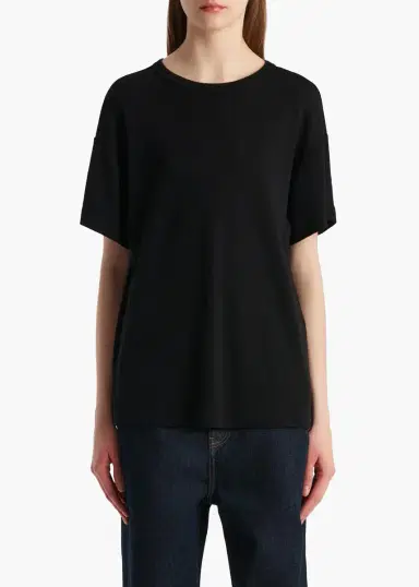 Khaite Maeve T-Shirt In Black Silk Cashmere Jersey | Thumbnail 2 Khaite Maeve T-Shirt In Black Silk Cashmere Jersey | Thumbnail 2