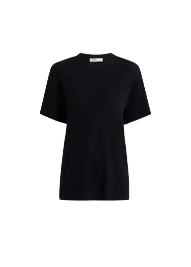 Khaite Maeve T-Shirt In Black Silk Cashmere Jersey | Thumbnail 1 Khaite Maeve T-Shirt In Black Silk Cashmere Jersey | Thumbnail 1