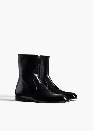 Khaite Colt Ankle Boot In Black Glazed Leather | Thumbnail 2 Khaite Colt Ankle Boot In Black Glazed Leather | Thumbnail 2