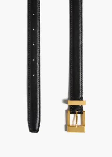 Khaite Manhattan Belt In Black Leather With Gold | Thumbnail 2 Khaite Manhattan Belt In Black Leather With Gold | Thumbnail 2