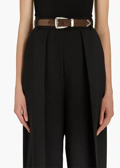 Khaite Benny Belt In Ebano Suede With Silver | Thumbnail 3 Khaite Benny Belt In Ebano Suede With Silver | Thumbnail 3