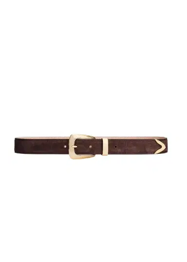 Khaite Benny Belt In Coffee Suede With Gold | Thumbnail 1 Khaite Benny Belt In Coffee Suede With Gold | Thumbnail 1