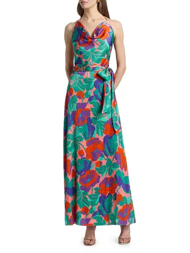 Ramy Brook Women's Corrine Dahlia Cowlneck Maxi Dress - Coral Floral - Size 14 | Thumbnail 3 Ramy Brook Women's Corrine Dahlia Cowlneck Maxi Dress - Coral Floral - Size 14 | Thumbnail 3